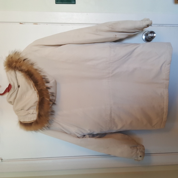 London Fog large padded white long winter jacket with a detachable  fur hoodie. - Picture 2 of 4